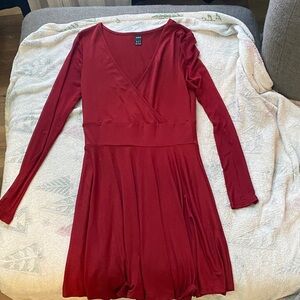 SHEIN Deep Red Long Sleeve Dress